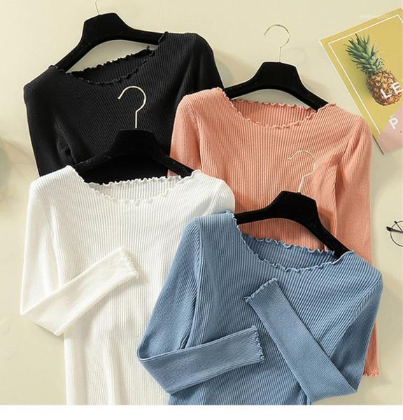 new knit base corn crew neck sweater long sleeve blouse women casual clothes women designer sweaters, White;black
new knit base corn crew neck sweater long sleeve blouse women casual clothes women designer sweaters, White;black