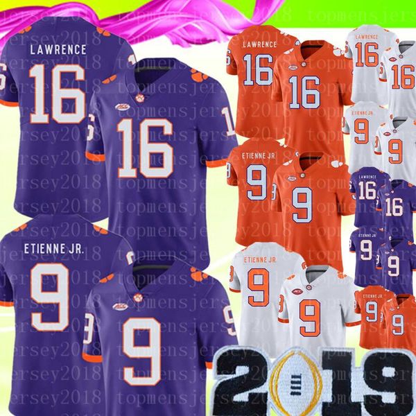 2019 ncaa клемсон тигры 16 тревор лоуренс джерси mens 9 travis etienne jr. американский футбол джерси дешевые продаж чемпионата, Black
2019 ncaa клемсон тигры 16 тревор лоуренс джерси mens 9 travis etienne jr. американский футбол джерси дешевые продаж чемпионата, Black