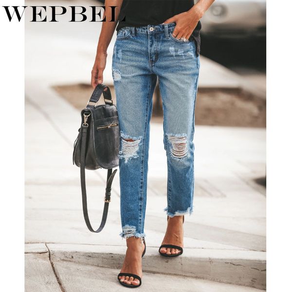 wepbel women's jeans pants trousers vintage ankle length new trousers elastic slim hole washed women high waist jeans, Blue
wepbel women's jeans pants trousers vintage ankle length new trousers elastic slim hole washed women high waist jeans, Blue
