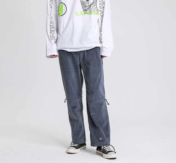 cinch cord corduroy embroidery streetwear straight pants elastic waist winter hip hop trouser men, Black
cinch cord corduroy embroidery streetwear straight pants elastic waist winter hip hop trouser men, Black