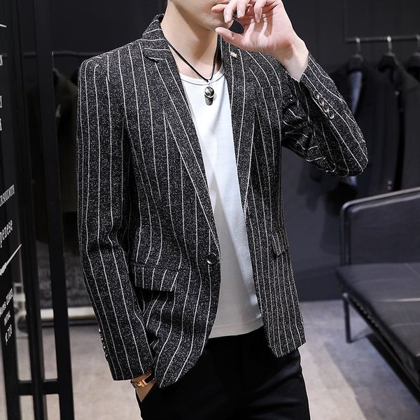 mens blazer 2020 new fashion casual slim for men no perm striped linen single button mens suits blazers, White;black
mens blazer 2020 new fashion casual slim for men no perm striped linen single button mens suits blazers, White;black