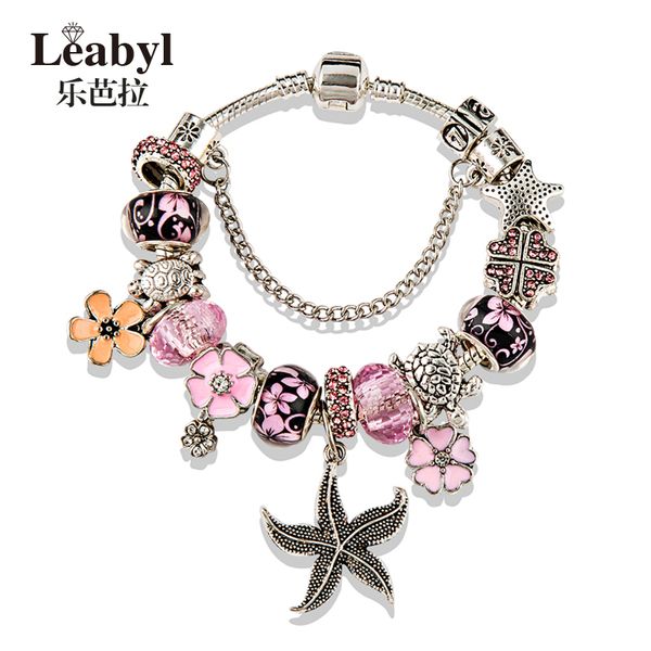 leabyl classic ocean pink flower crystal charm bracelet for women girl cute starfish turtle diy animal bead bracelet pulseira, Golden;silver
leabyl classic ocean pink flower crystal charm bracelet for women girl cute starfish turtle diy animal bead bracelet pulseira, Golden;silver