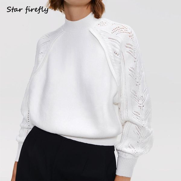 star firefly wild self-cultivation round neck solid puff sleeve sweater female 2019 casual hollow sleeve knitwear women, White;black
star firefly wild self-cultivation round neck solid puff sleeve sweater female 2019 casual hollow sleeve knitwear women, White;black