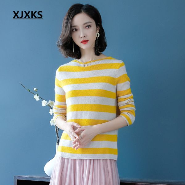 xjxks temperament slash neck striped women sweater 2019 autumn winter new 100% wool knitted sweater women pullover, White;black
xjxks temperament slash neck striped women sweater 2019 autumn winter new 100% wool knitted sweater women pullover, White;black