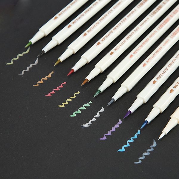 10 colors metallic brush art markers for painting metal pigment watercolor diy scrapbooking crafts soft brush pens, Black;red
10 colors metallic brush art markers for painting metal pigment watercolor diy scrapbooking crafts soft brush pens, Black;red