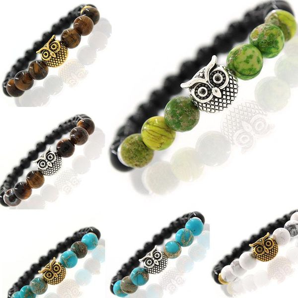 natural stone owl bracelet agate beads bracelcets bangle silver gold owl fashion jewelry for men women, Black
natural stone owl bracelet agate beads bracelcets bangle silver gold owl fashion jewelry for men women, Black
