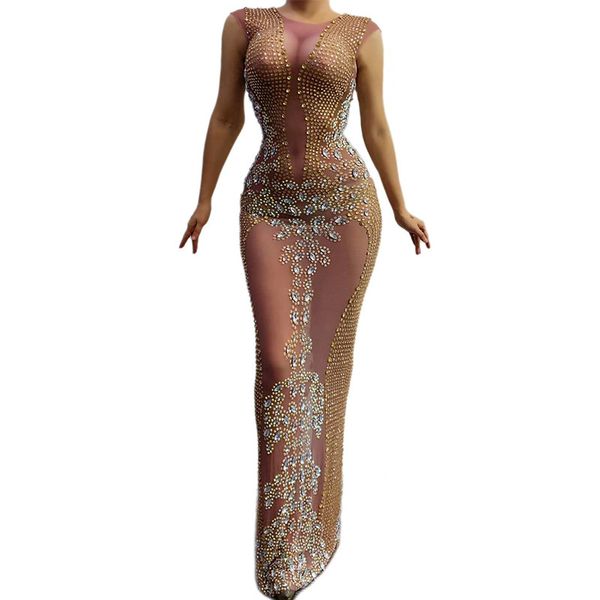 new style gold rhinestones fringe transparent long dress bar birthday celebrate mesh outfit women dancer wear prom dresses, Black;red
new style gold rhinestones fringe transparent long dress bar birthday celebrate mesh outfit women dancer wear prom dresses, Black;red