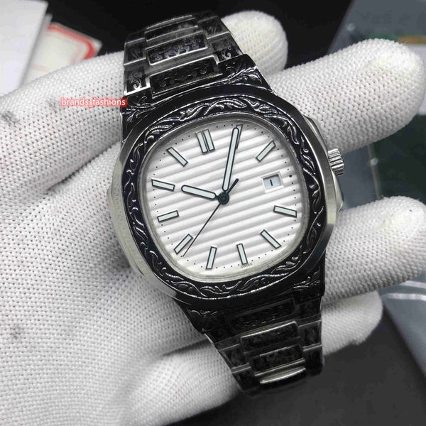 upgraded men's wristwatch silver carved stainless steel watch white face watch carved strap automatic mechanical sports watches, Slivery;brown
upgraded men's wristwatch silver carved stainless steel watch white face watch carved strap automatic mechanical sports watches, Slivery;brown