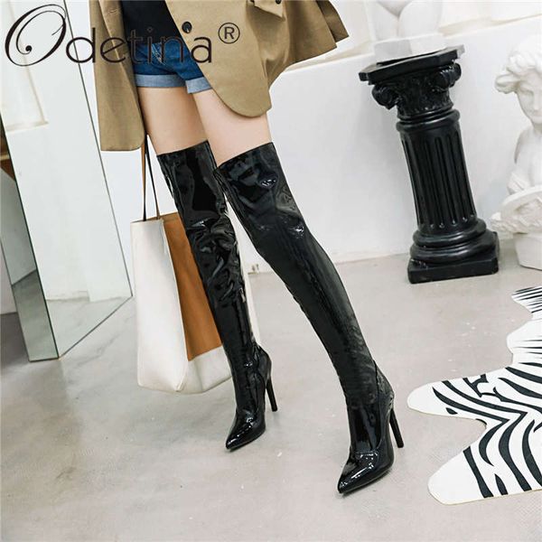odetina fashion women patent leather club stiletto high heel over the knee boots slim thigh high winter boots pointed toe, Black
odetina fashion women patent leather club stiletto high heel over the knee boots slim thigh high winter boots pointed toe, Black