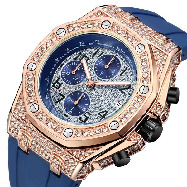 luxury mens designer watches chronograth diamond bezel iced out designer watches quartz movement watches rubber stap sport watch, Slivery;brown
luxury mens designer watches chronograth diamond bezel iced out designer watches quartz movement watches rubber stap sport watch, Slivery;brown