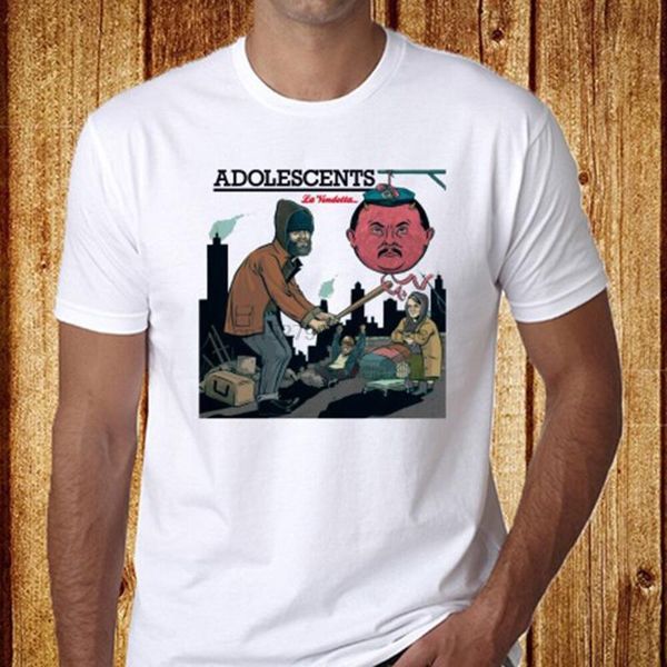 adolescents la vendetta punk rock men white t-shirt size s-3xl ing, White;black