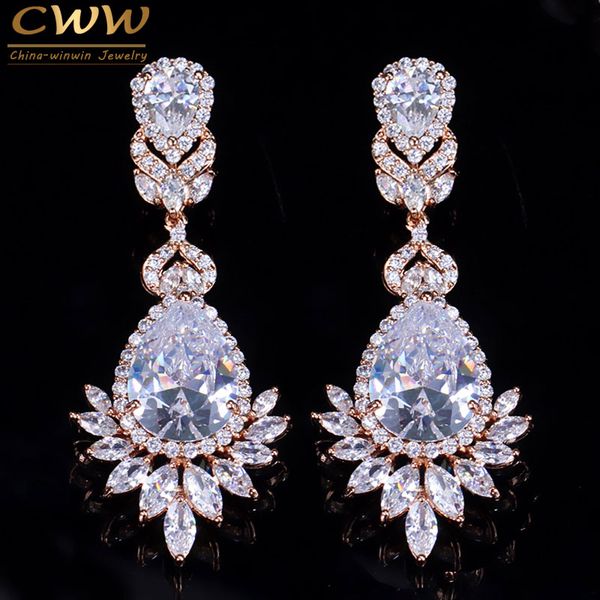 cwwzircons cubic zirconia rose gold color big long dangle drop bridal wedding earrings jewelry for women cz151, Silver
cwwzircons cubic zirconia rose gold color big long dangle drop bridal wedding earrings jewelry for women cz151, Silver