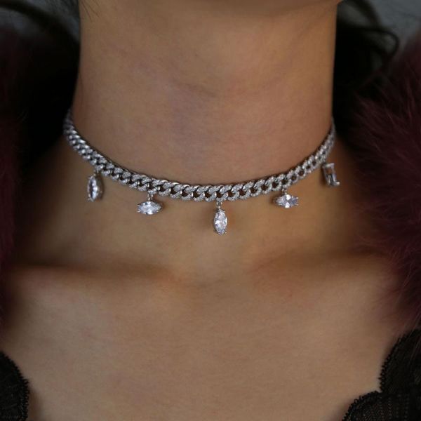 marquise eye cz charm iced out bling cubic zirconia miami cuban link chain choker necklace for women, Silver
marquise eye cz charm iced out bling cubic zirconia miami cuban link chain choker necklace for women, Silver