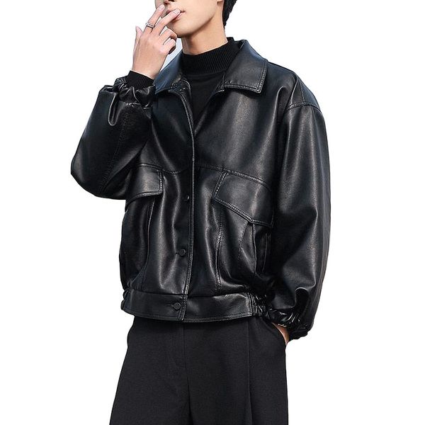 mcikkny men loose casual leather jackets coats motorcycle leather jackets outwear male fashion bomber clothing, Black;brown
mcikkny men loose casual leather jackets coats motorcycle leather jackets outwear male fashion bomber clothing, Black;brown