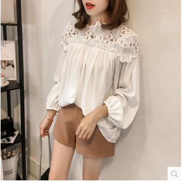 spring new korean women's loose plus size fashion crocheted hollow lace chiffon shirt women long sleeve chiffon blouse top, White
spring new korean women's loose plus size fashion crocheted hollow lace chiffon shirt women long sleeve chiffon blouse top, White