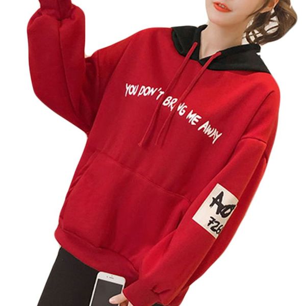 korean fashion stitching letter print loose hoodies women winter japanese lolita style thicken black red sweatshirt schoolgirl
korean fashion stitching letter print loose hoodies women winter japanese lolita style thicken black red sweatshirt schoolgirl