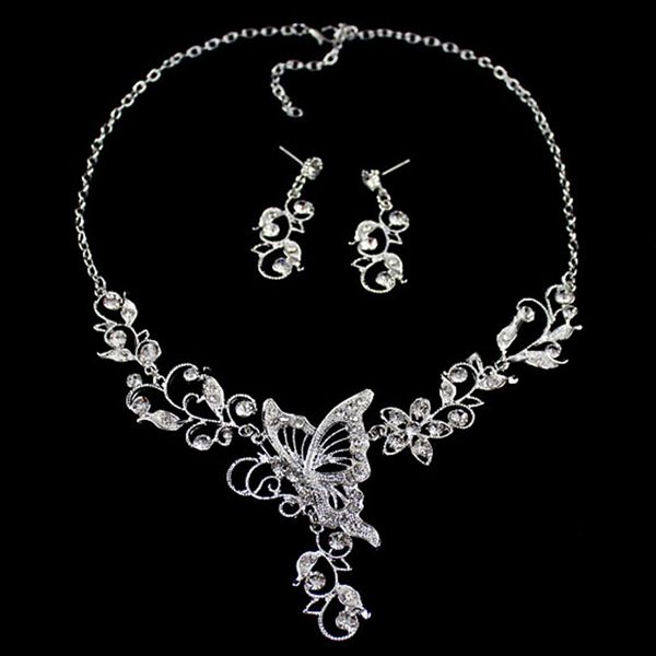 women bride prom jewelry new necklace pierced earrings hollow butterfly flower rhinestone jewelry set hot, Silver
women bride prom jewelry new necklace pierced earrings hollow butterfly flower rhinestone jewelry set hot, Silver