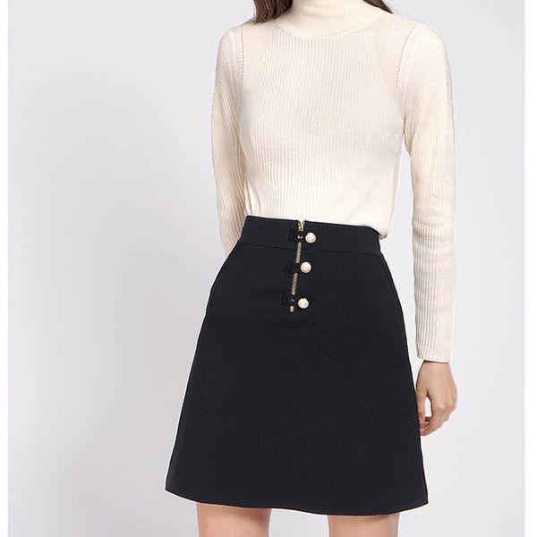 women skirt 2019 autumn and winter new black knit slim pearl zipper a-line mini skirt
women skirt 2019 autumn and winter new black knit slim pearl zipper a-line mini skirt