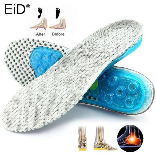 

eid eva silicone gel ortc insole for flat feet arch support orthopedic shoes sole insoles for men and women absorption, Black