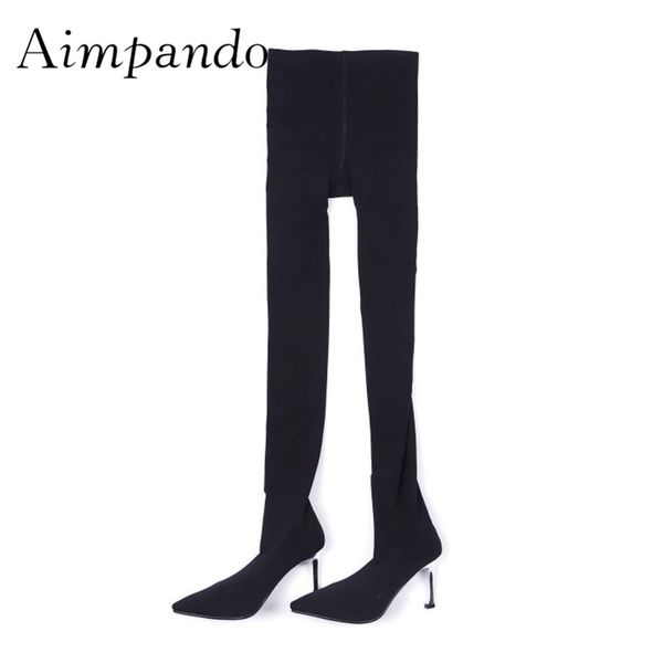 2019 knit pants thigh high boots woman pointed toe strange high heel shoes women stretch eslastic sock boots, Black
2019 knit pants thigh high boots woman pointed toe strange high heel shoes women stretch eslastic sock boots, Black