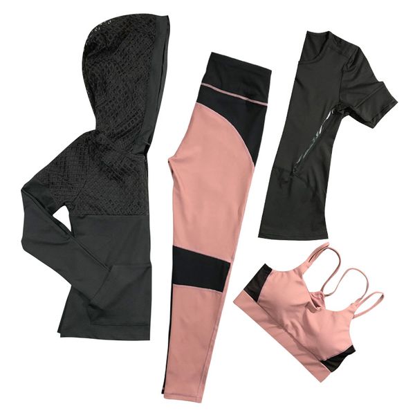 women professional sport set padded bra+t shirt+hooded coat+pants breathable fitness clothing sports wear for women gym clothing, White;red
women professional sport set padded bra+t shirt+hooded coat+pants breathable fitness clothing sports wear for women gym clothing, White;red