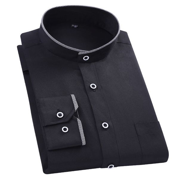quality men dress shirts mandarin collar long sleeved classical solid shirt men slim fit dress business camisa masculina, White;black
quality men dress shirts mandarin collar long sleeved classical solid shirt men slim fit dress business camisa masculina, White;black
