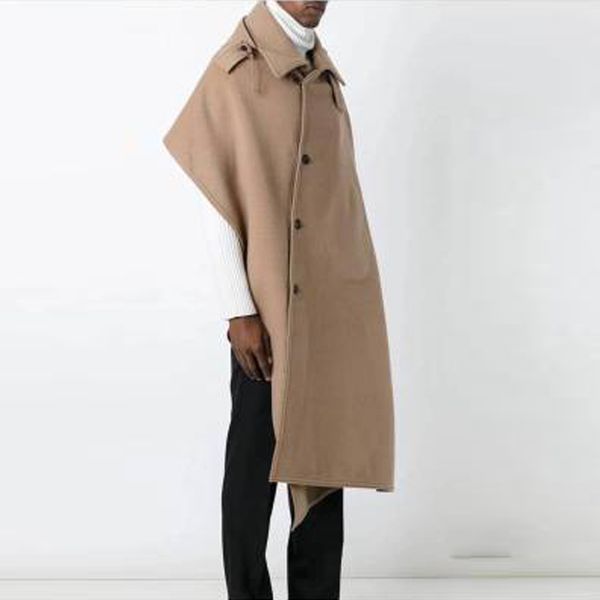fall and winter new hairstylist maozi coat fashion men's cape show personality sleeveless cape long coat, Black
fall and winter new hairstylist maozi coat fashion men's cape show personality sleeveless cape long coat, Black