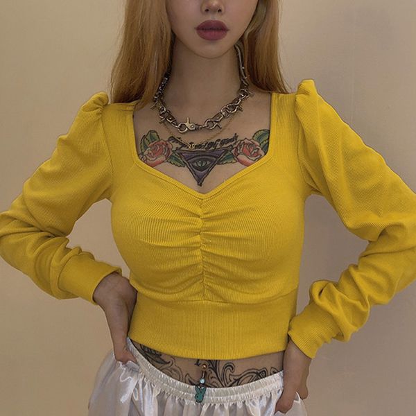 2020new women's long sleeve t-shirt crop-short v-neck clubwear t-shirt blouse for women black yellow red s l, White
2020new women's long sleeve t-shirt crop-short v-neck clubwear t-shirt blouse for women black yellow red s l, White