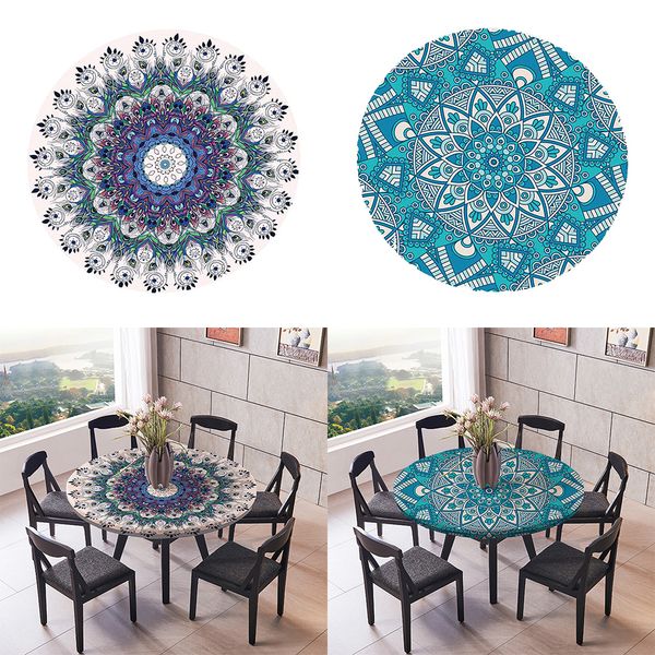 2-pack table cloth large round elastic edge fitted waterproof table cover - 59 inches diameter - peacock tail and kaleidoscope pattern
2-pack table cloth large round elastic edge fitted waterproof table cover - 59 inches diameter - peacock tail and kaleidoscope pattern