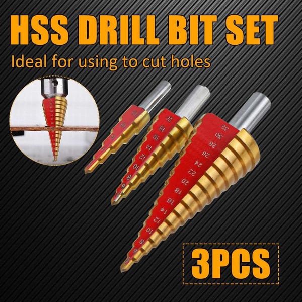 3pcs 4-12/20/32mm step drill bit hss titanium coated step cone metal hole cutter metal hex tapered drill power tools accessories
3pcs 4-12/20/32mm step drill bit hss titanium coated step cone metal hole cutter metal hex tapered drill power tools accessories