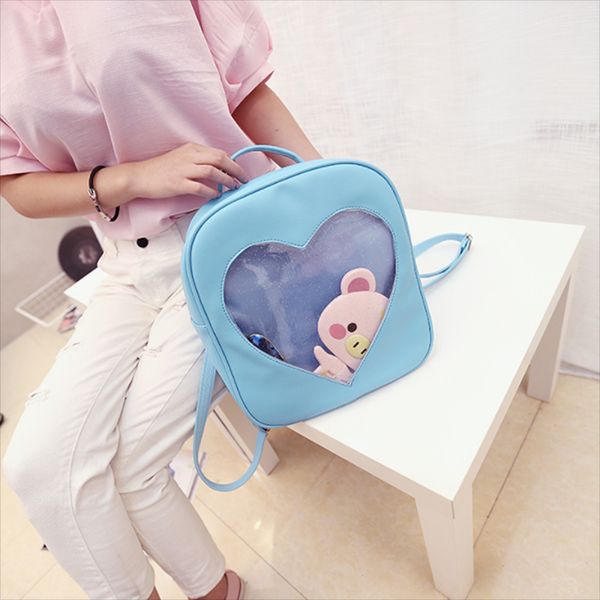 women backpack candy color pu leather transparent backpack love heart shape kawaii harajuku schoolbags
women backpack candy color pu leather transparent backpack love heart shape kawaii harajuku schoolbags