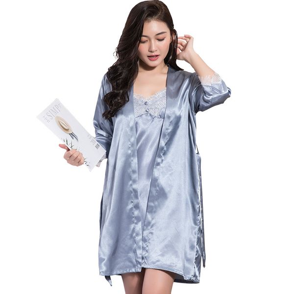 gray women rayon robe gown set spring autumn bathrobe set 2 pieces solid kimono nightdress lace sleepwear nightwear, Black;red
gray women rayon robe gown set spring autumn bathrobe set 2 pieces solid kimono nightdress lace sleepwear nightwear, Black;red