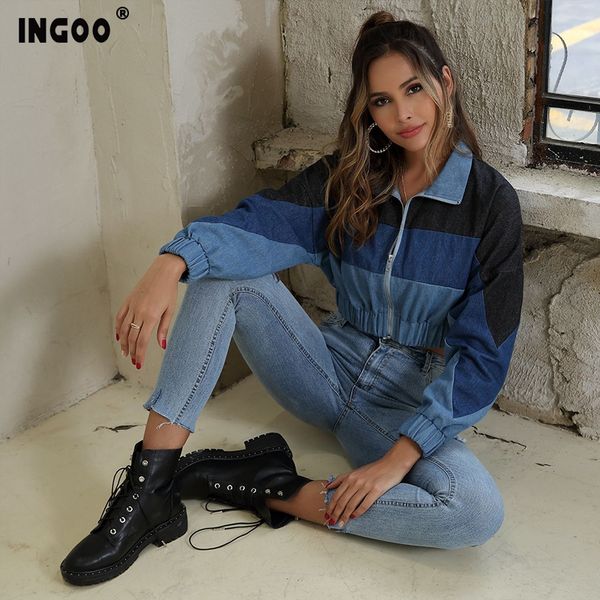 ingoo patchwork denim jacket women fashion batwing sleeve short coat casual locomotive stand collar zipper jeans jackets female, Black;brown
ingoo patchwork denim jacket women fashion batwing sleeve short coat casual locomotive stand collar zipper jeans jackets female, Black;brown