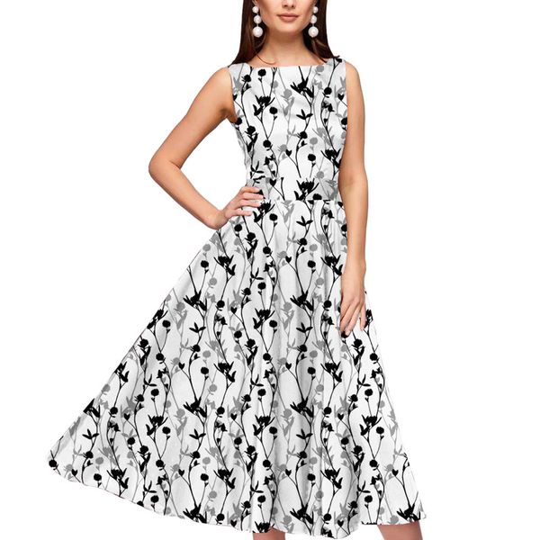 floral dress summer 2020 women's white round collar sleeveless swing dress medium-length dress, Black;gray
floral dress summer 2020 women's white round collar sleeveless swing dress medium-length dress, Black;gray