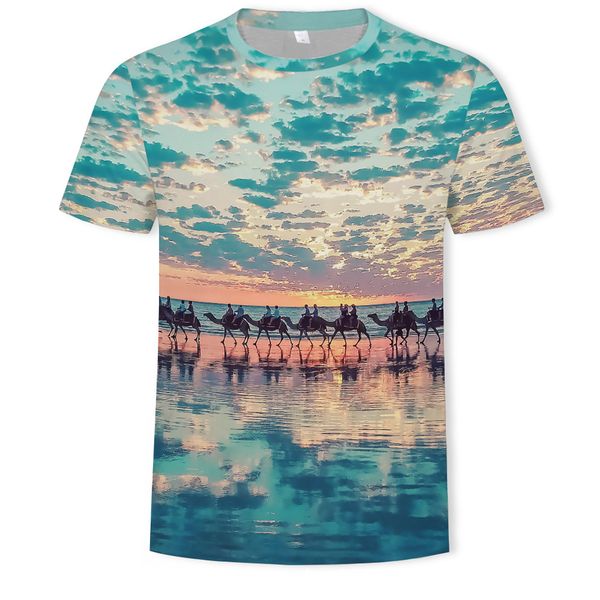 mens designer summer fashion landscape digital printing short-sleeved t-shirt men, White;black
mens designer summer fashion landscape digital printing short-sleeved t-shirt men, White;black
