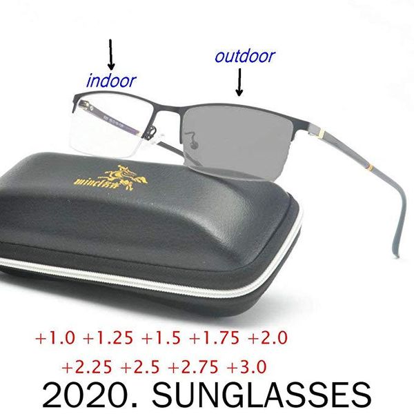 fashion new high-end men's business sun pchromic metal half frame reading glasses fml, White;black
fashion new high-end men's business sun pchromic metal half frame reading glasses fml, White;black