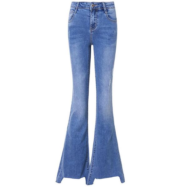 2019 spring fashion office lady flare jeans high waist stretch skinny full length jean bell-bottom scratched denim trousers, Blue
2019 spring fashion office lady flare jeans high waist stretch skinny full length jean bell-bottom scratched denim trousers, Blue