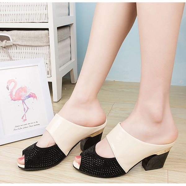 2020 women slippers peep toe square heels footwear slip on mixed colors female fashion summer casual comfortable plus size, Black
2020 women slippers peep toe square heels footwear slip on mixed colors female fashion summer casual comfortable plus size, Black