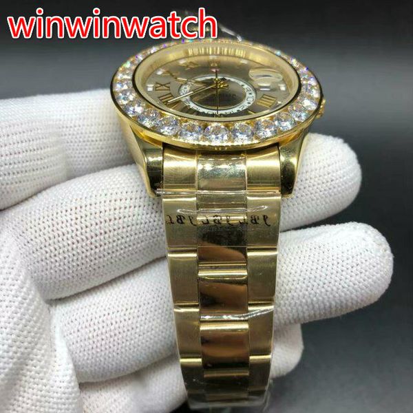 big diamonds bezel watch automatic mens luxury gold 42mm case gold dial all gold stainless steel full works diamonds watches, Slivery;brown
big diamonds bezel watch automatic mens luxury gold 42mm case gold dial all gold stainless steel full works diamonds watches, Slivery;brown