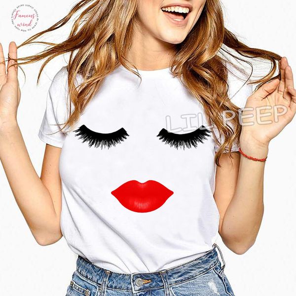 lips and lashes kawaii print funny t shirts grunge vintage streetwear 100% cotton comfortable tshirt o neck harajuku, White
lips and lashes kawaii print funny t shirts grunge vintage streetwear 100% cotton comfortable tshirt o neck harajuku, White