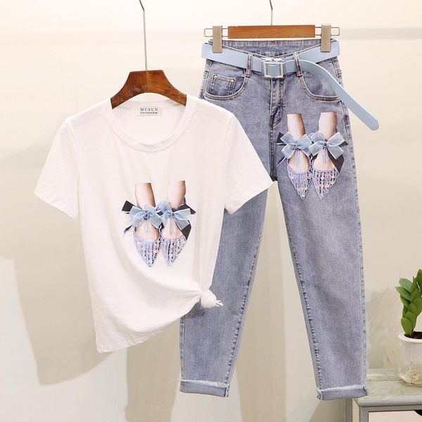 2020 the european womens clothing 2 piece set mesh shoes short sleeve t-shirt + high waist jeans fashion suit size s-xl, White
2020 the european womens clothing 2 piece set mesh shoes short sleeve t-shirt + high waist jeans fashion suit size s-xl, White
