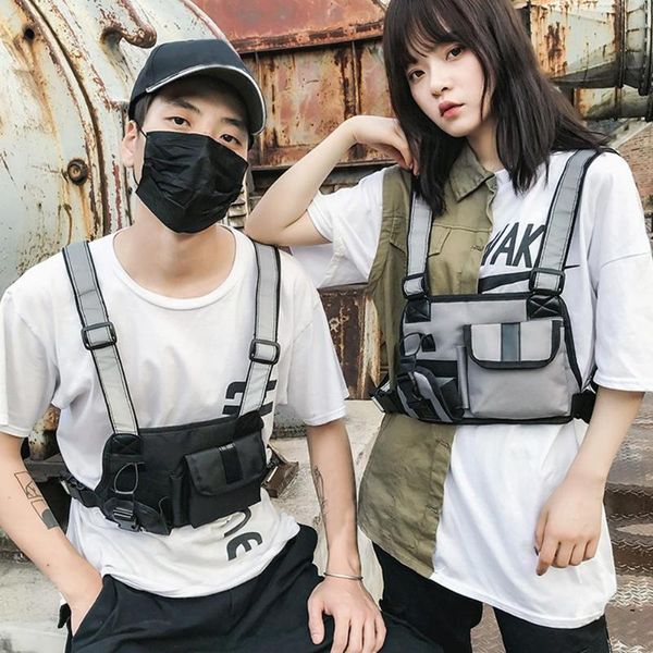 2019 hip hop nylon reflective strap waist packs women men vest chest rig bags pouch holster vest chest rig bag women