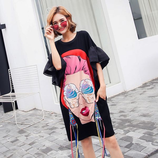 trend-setter 2018 summer fashion punk cartoon girl t shirt women ice print long tshirt flare sleeve loose causal 1903, White
trend-setter 2018 summer fashion punk cartoon girl t shirt women ice print long tshirt flare sleeve loose causal 1903, White