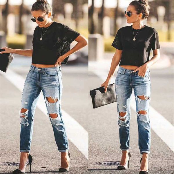 spain fashion women hole slim jeans ripped straight lady casual denim long trousers female holiday bottoms dropshipping, Blue
spain fashion women hole slim jeans ripped straight lady casual denim long trousers female holiday bottoms dropshipping, Blue