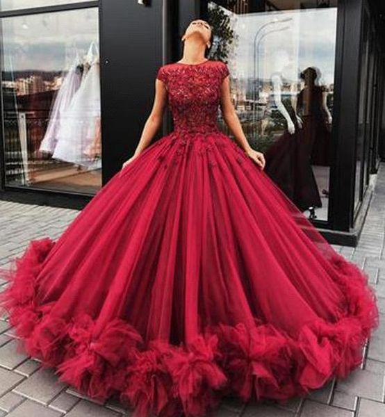 gorgeous rufflle hem burgundy quinceanera dresses appliques jewel neck short sleeve ball gown prom party gown elegant evening dress bc0916, Blue;red
gorgeous rufflle hem burgundy quinceanera dresses appliques jewel neck short sleeve ball gown prom party gown elegant evening dress bc0916, Blue;red