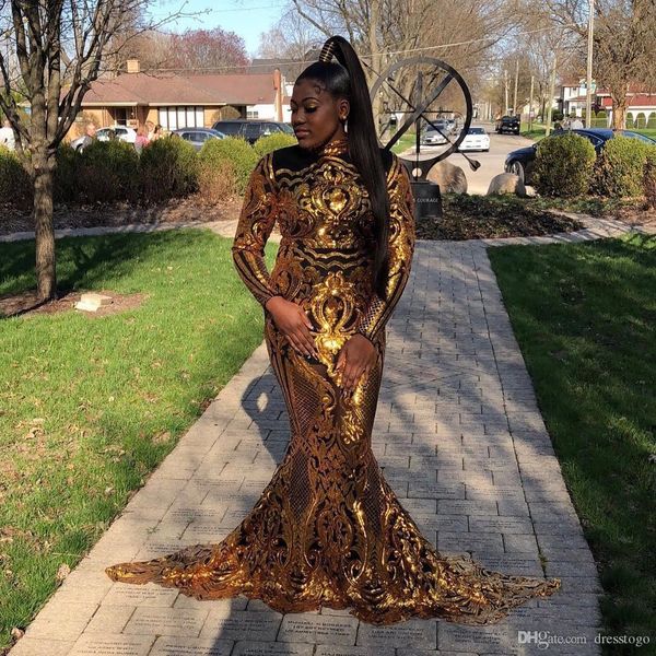 2019 gold sequined lace plus size mermaid prom dresses long sleeves african style robe de soiree black girls celebrity party dress vestidos
2019 gold sequined lace plus size mermaid prom dresses long sleeves african style robe de soiree black girls celebrity party dress vestidos