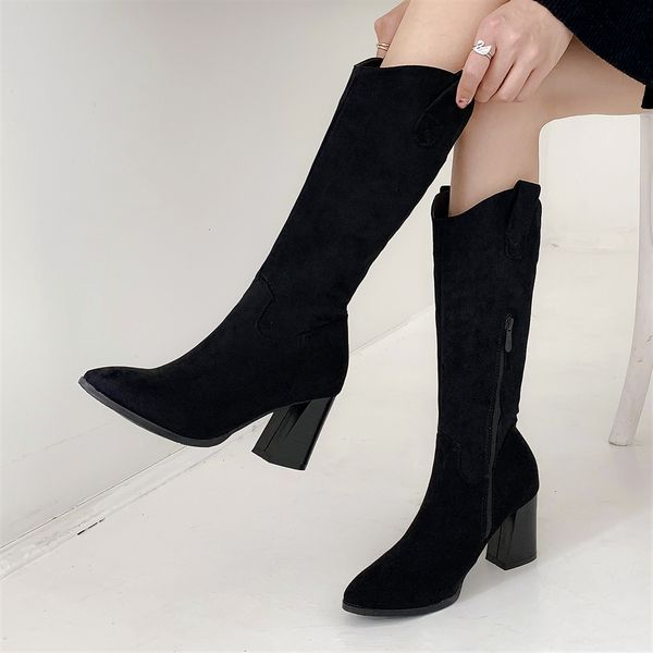plus size 34-48 fashion autumn winter mid-calf women boots high heels warm plush flock leather boots knee boot, Black
plus size 34-48 fashion autumn winter mid-calf women boots high heels warm plush flock leather boots knee boot, Black