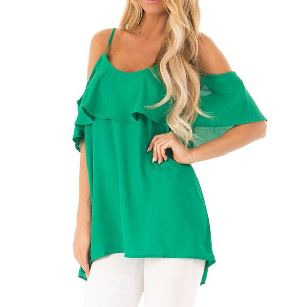 summer women's casual fashion ruffled chiffon off shoulder solid color ladies slim fit, White
summer women's casual fashion ruffled chiffon off shoulder solid color ladies slim fit, White