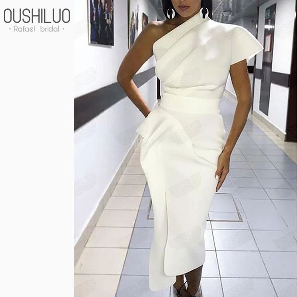 white stretch satin sheath bandage evening dress arabic women one shoulder sleeveless tiered split length dubai party wear, White;black
white stretch satin sheath bandage evening dress arabic women one shoulder sleeveless tiered split length dubai party wear, White;black