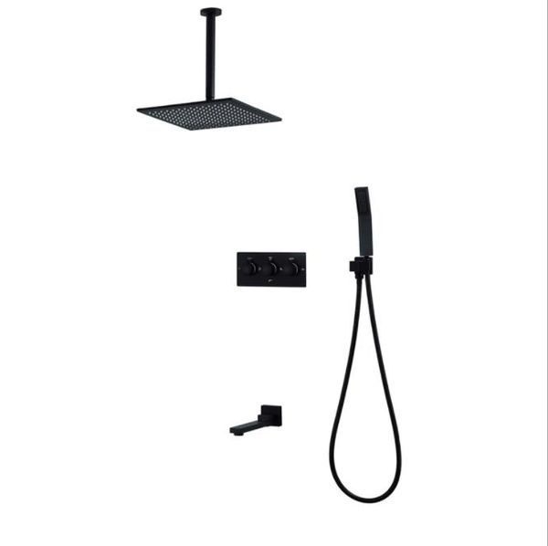 matte blackened bathroom shower faucet set contemporary 10 inch ceiling rain shower head brass square shower system
matte blackened bathroom shower faucet set contemporary 10 inch ceiling rain shower head brass square shower system